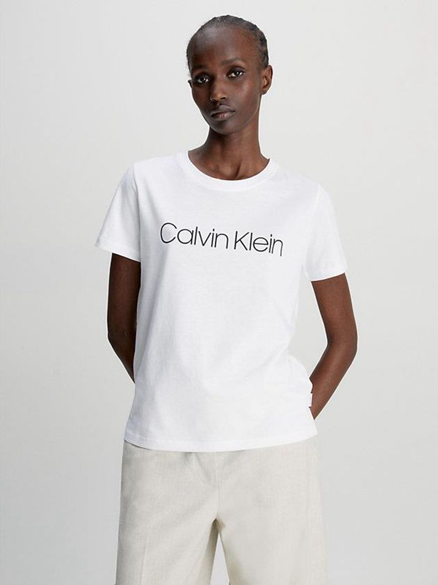 Calvin Klein USA Organic Cotton Logo Womens T-Shirt White 9485620-UZ